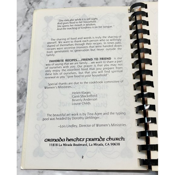 Womens Ministries Favorite Church Recipes Cookbook Granada Heights Friends Vtg - Picture 6 of 12